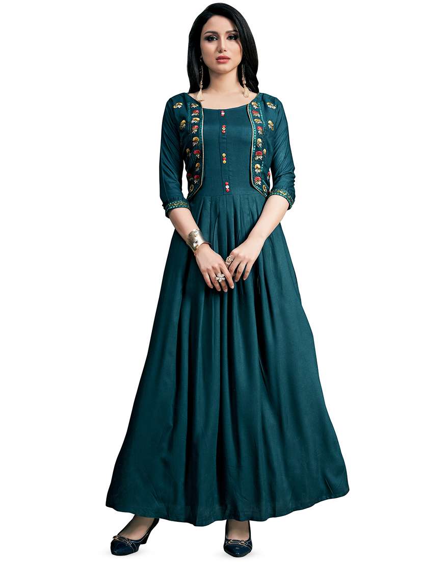 embroidered flared kurta