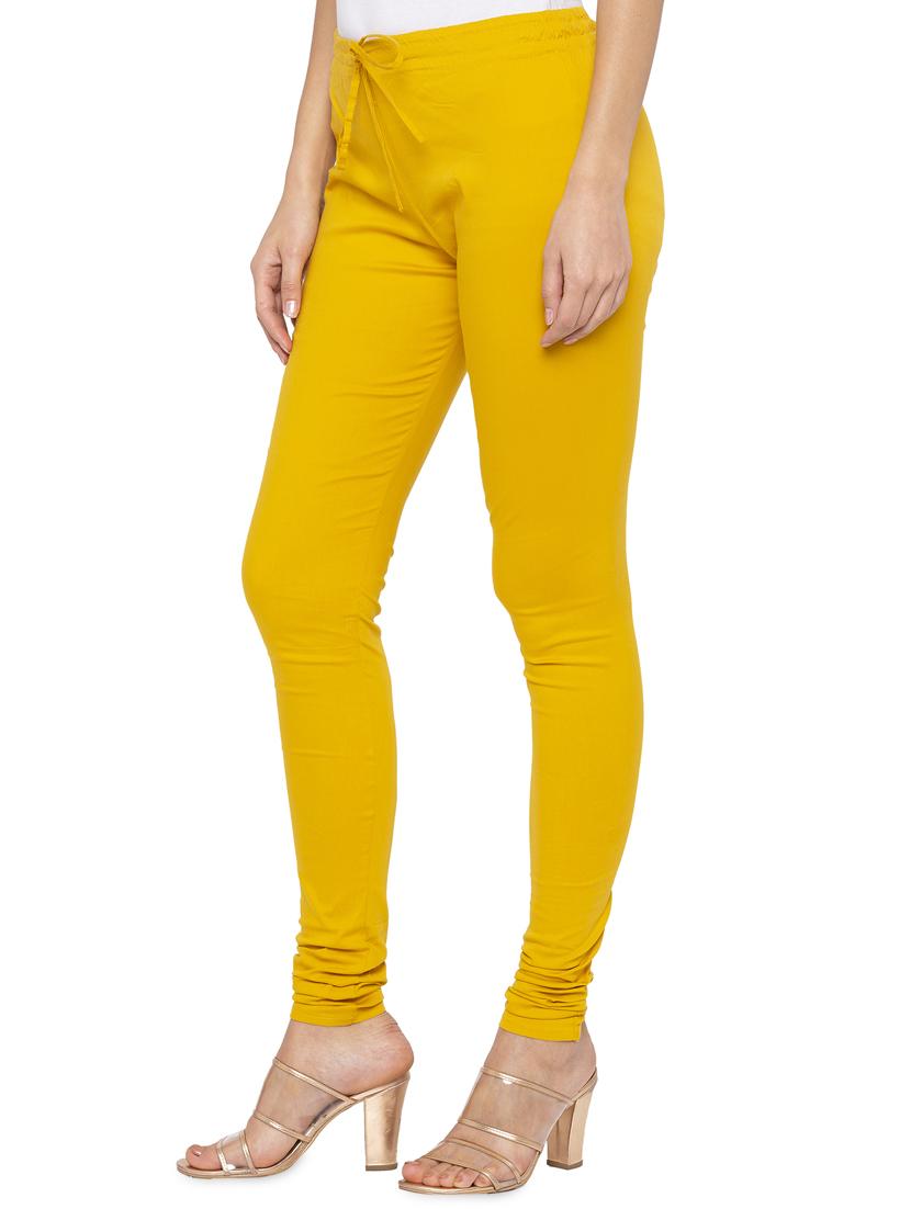 yellow cotton churidar churidars & leggings - 16360312 - Standard Image - 1