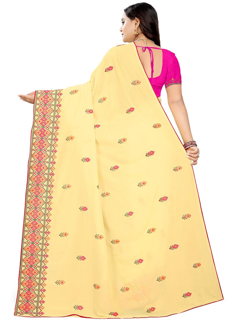 floral embroidered saree with blouse - 16360481 -  Standard Image - 1