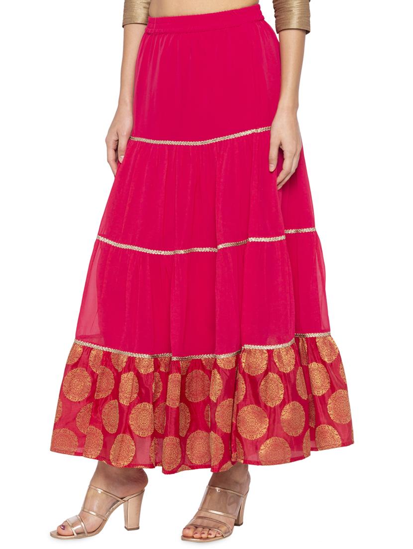 solid tiered flared skirt - 16360685 - Standard Image - 1