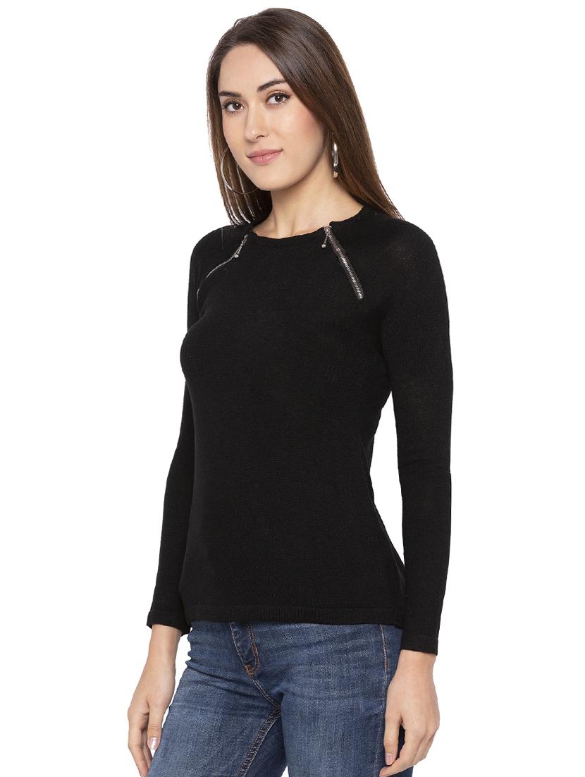 zipper detail long sleeved top - 16360776 - Standard Image - 1