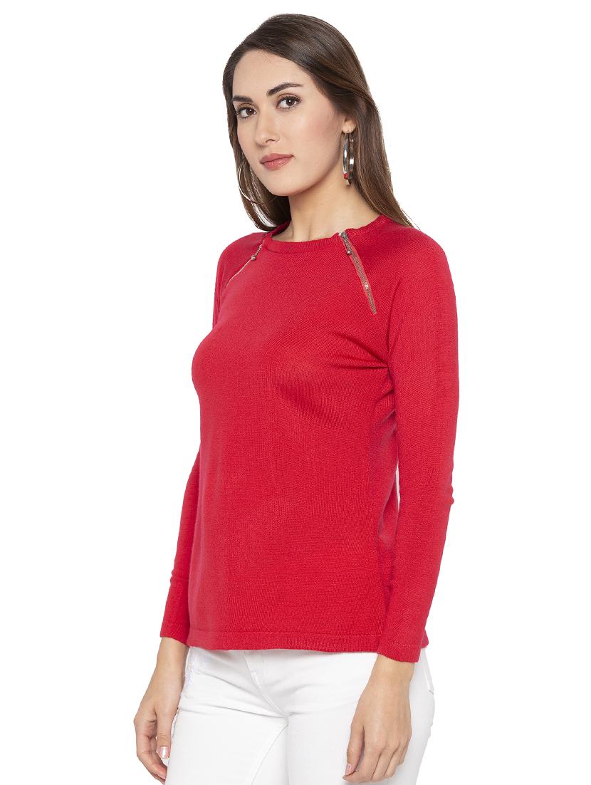 zipper detail long sleeved top - 16360780 - Standard Image - 1