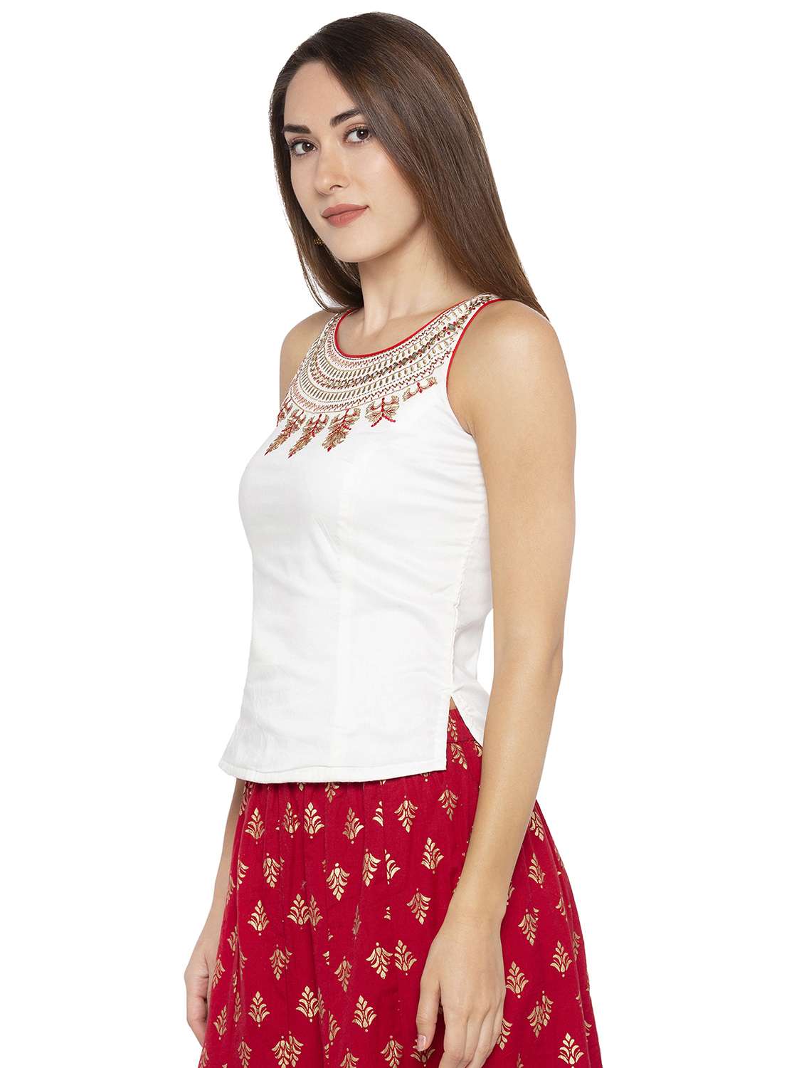 embroidered straight blouse - 16360801 - Standard Image - 1
