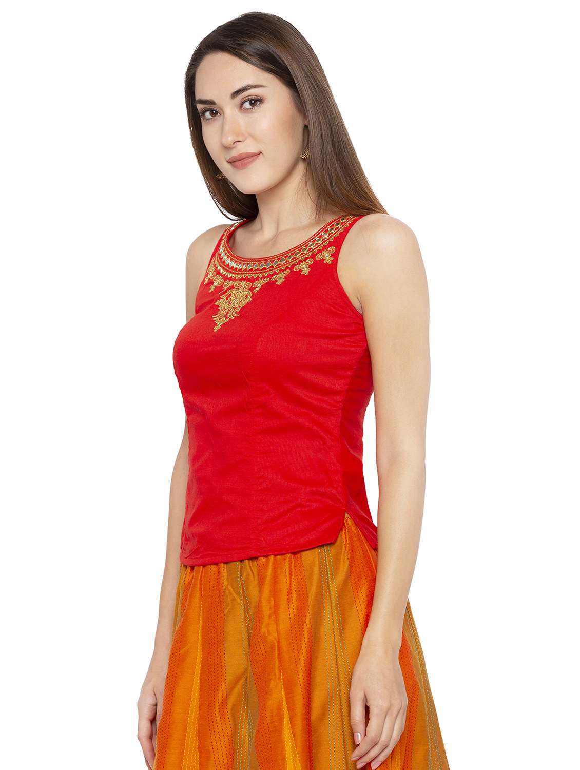 embroidered straight blouse - 16360802 - Standard Image - 1