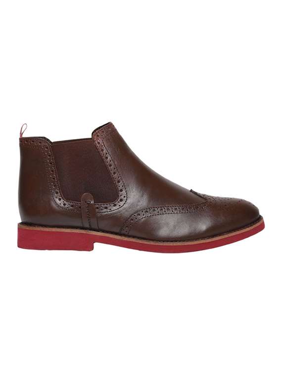 bata brown leather slip ons