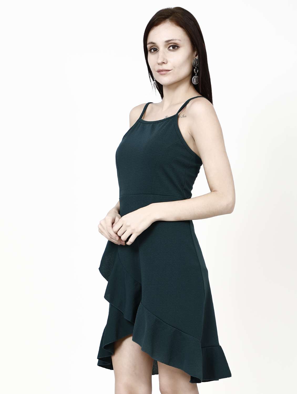 women's ruffle solid dress - 16364308 -  Standard Image - 1