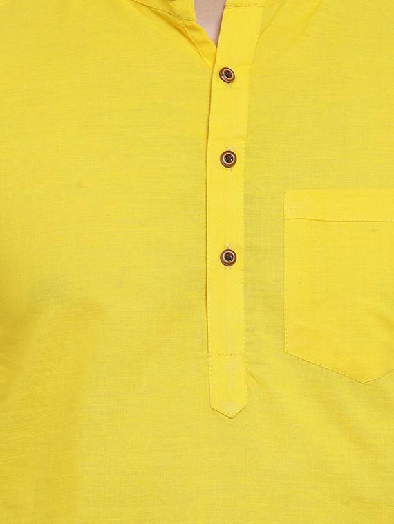 yellow solid short kurta - 16365585 - Standard Image - 4