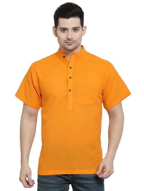 orange solid short kurta - 16365587 - Standard Image - 0