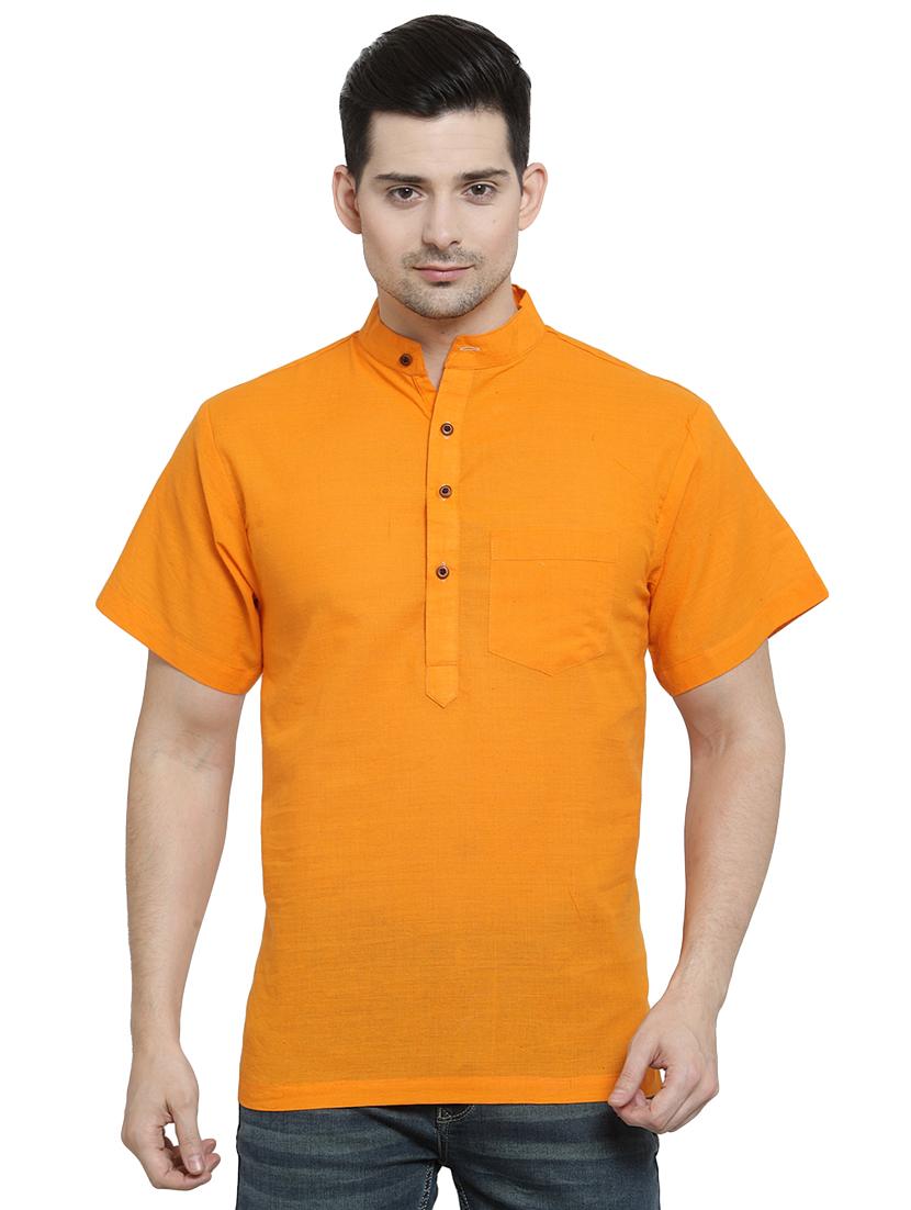 orange solid short kurta - 16365587 - Zoom Image - 0