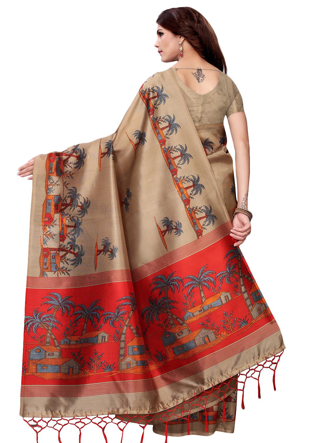conversational printed mysore silk saree with blouse - 16366015 - Standard Image - 1