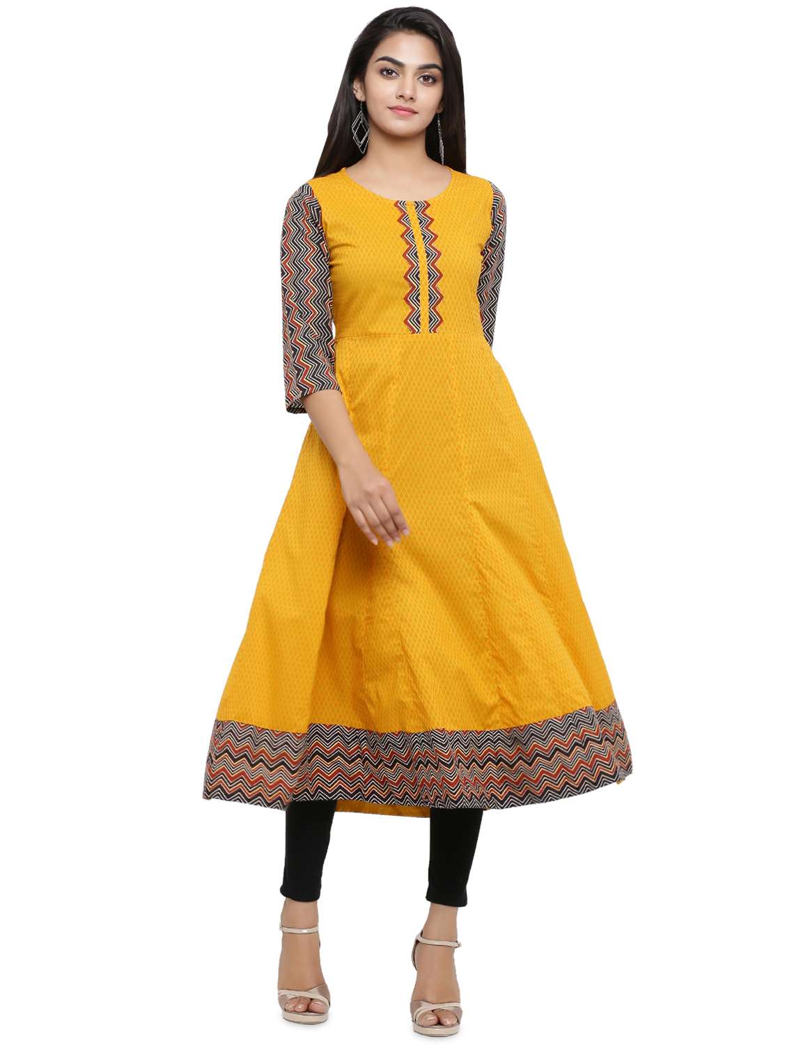 geometrical printed anarkali kurta