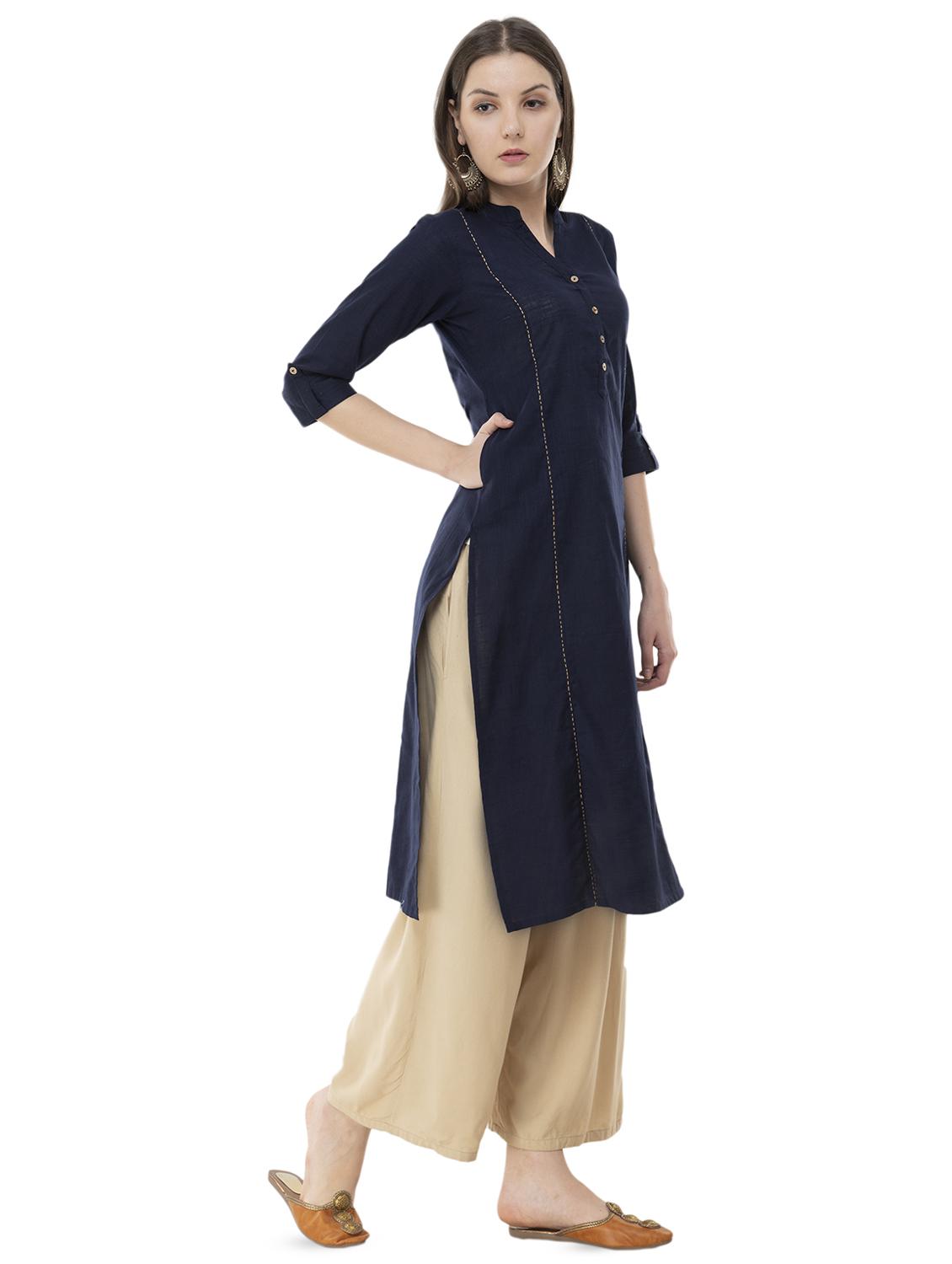 solid straight kurta - 16366677 - Standard Image - 1