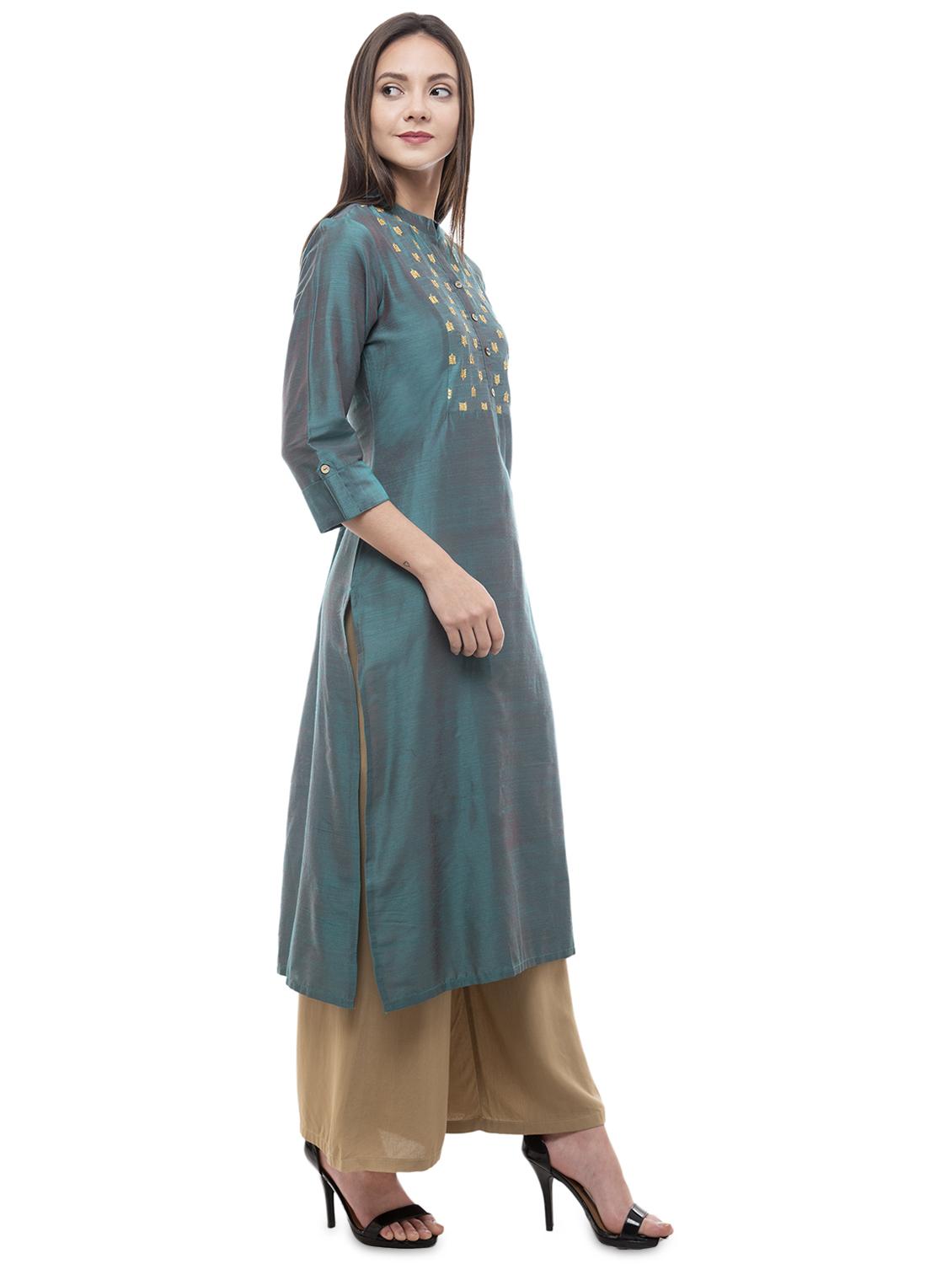 sequined straight kurta - 16366684 -  Standard Image - 1