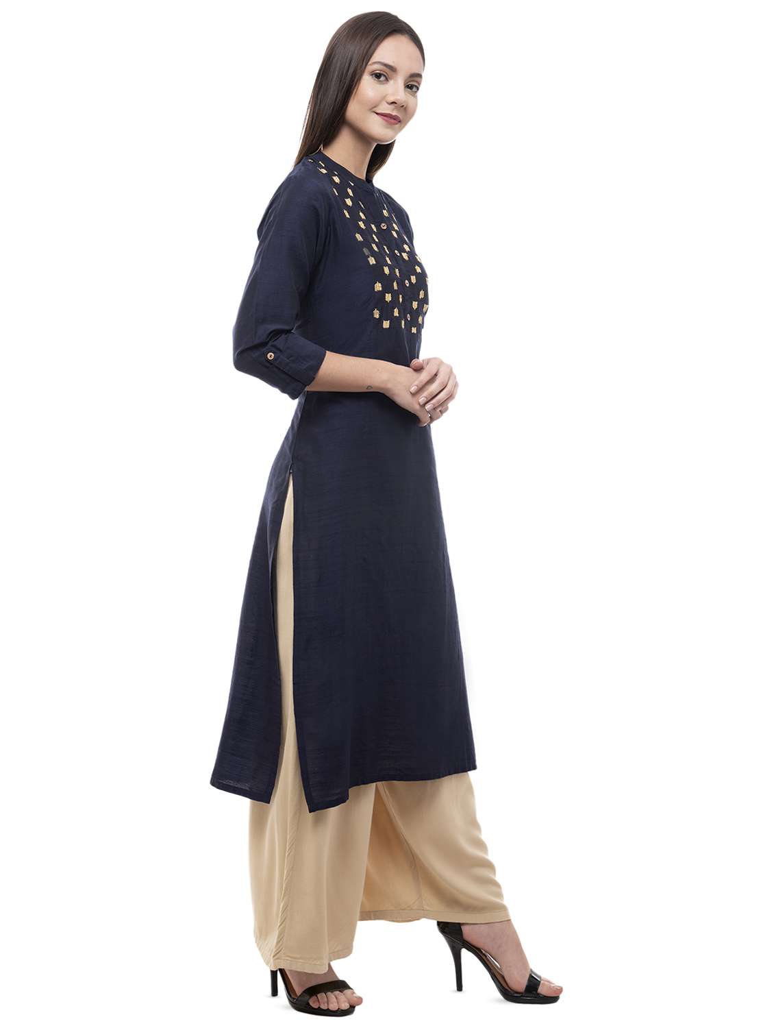 sequined straight kurta - 16366685 -  Standard Image - 1