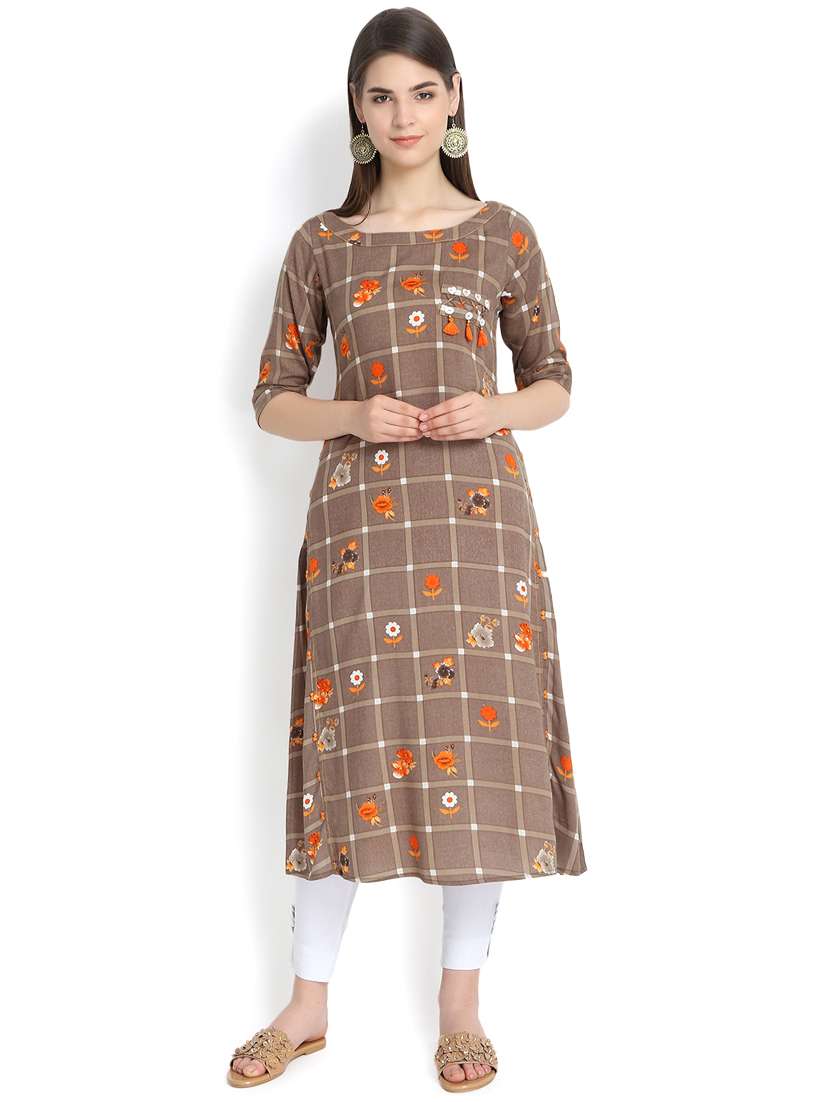 floral print straight kurta