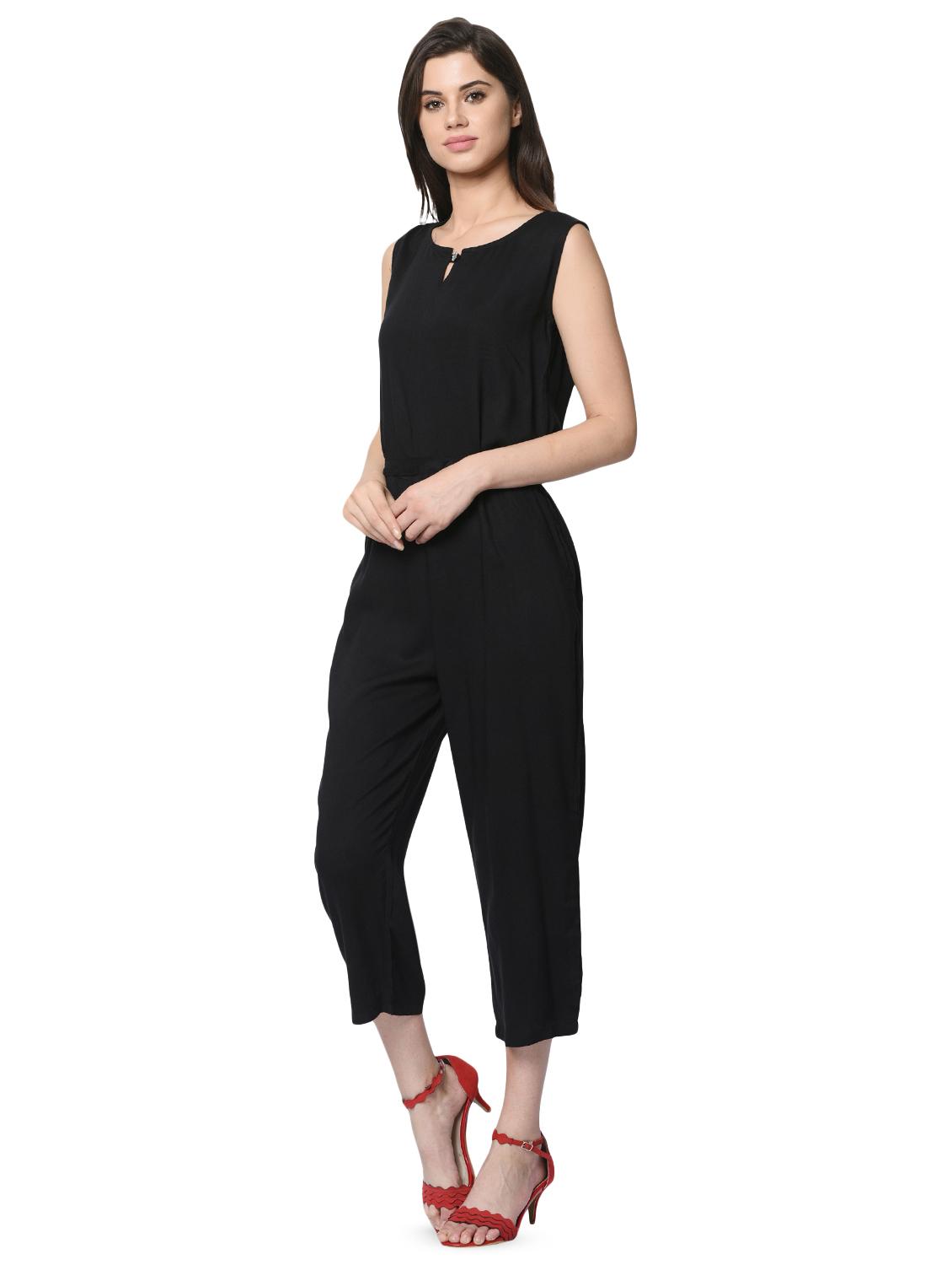 key hole neck tie front jumpsuit  - 16368127 -  Standard Image - 1