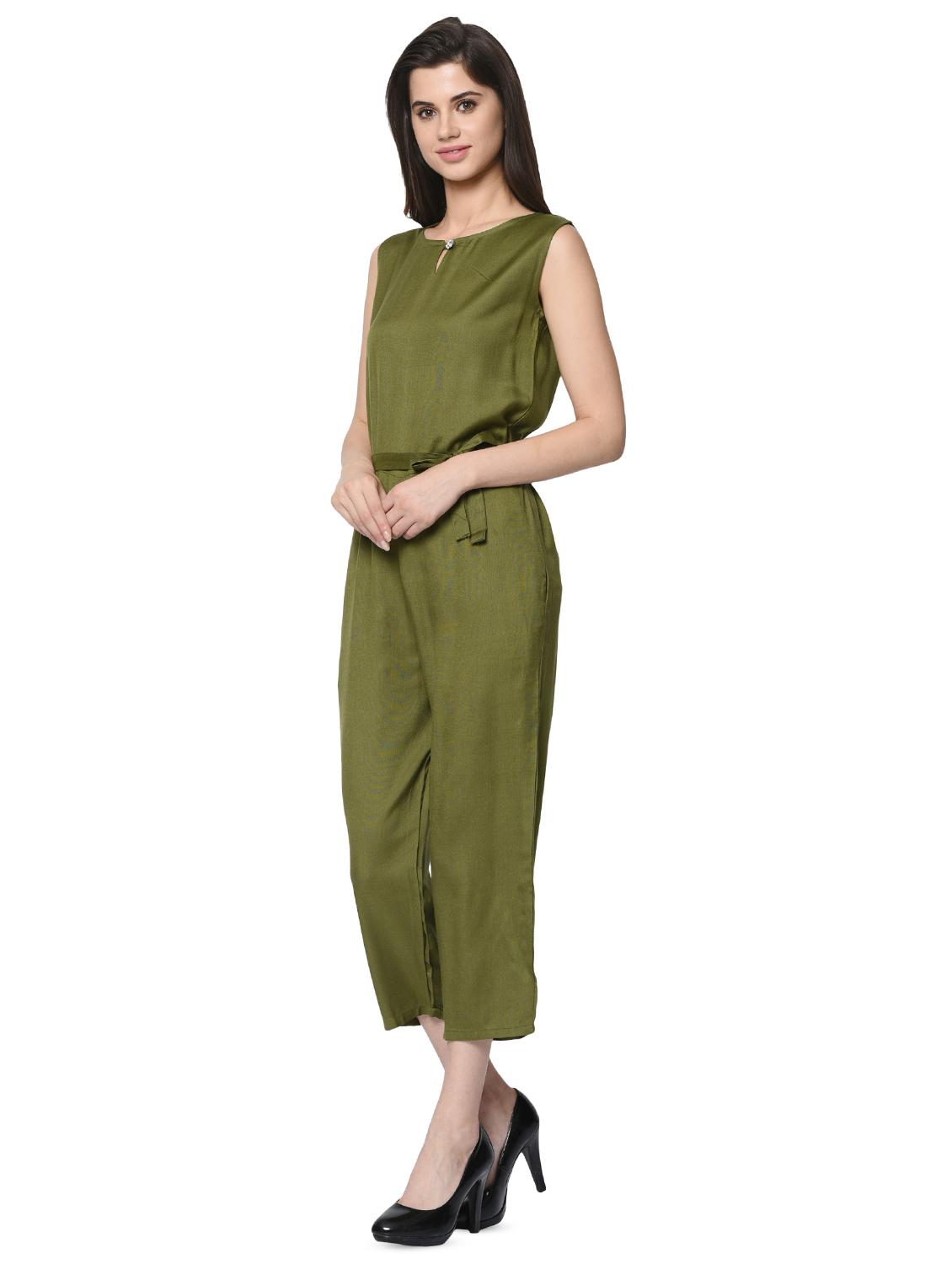 key hole neck tie front jumpsuit  - 16368189 -  Standard Image - 1