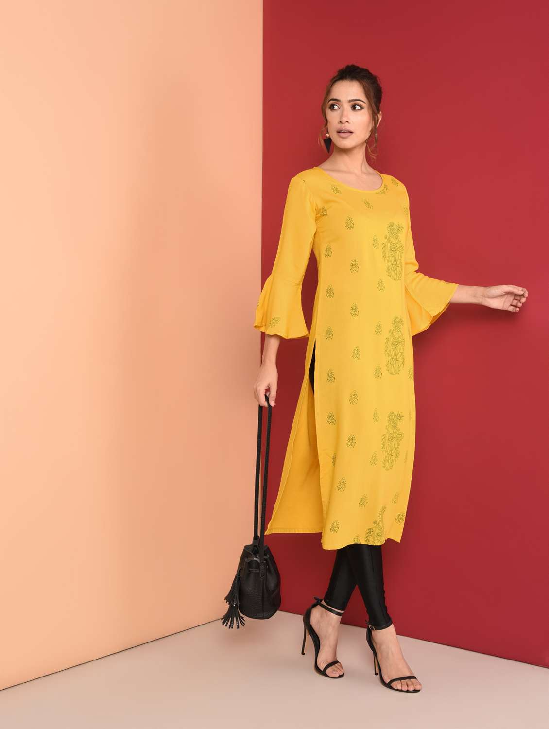 block print straight kurta