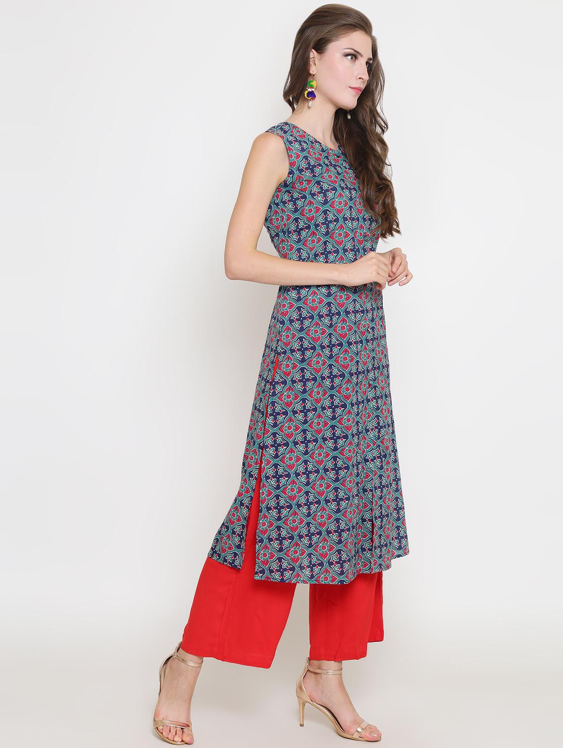 kalamkari printed kurta palazzo set - 16369221 - Standard Image - 1