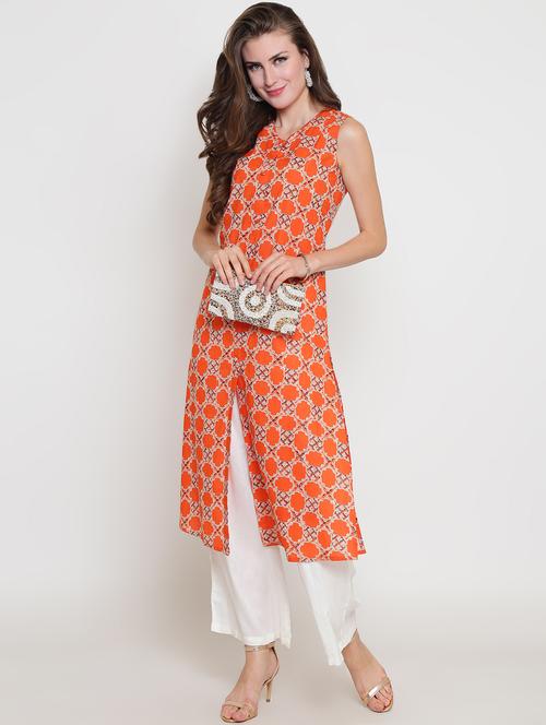 ethnic motifs printed kurta palazzo set - 16369223 - Standard Image - 0