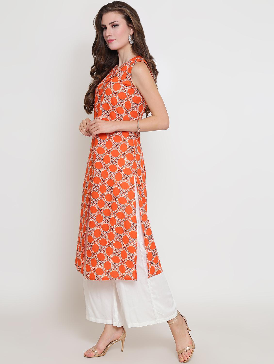 ethnic motifs printed kurta palazzo set - 16369223 - Standard Image - 1