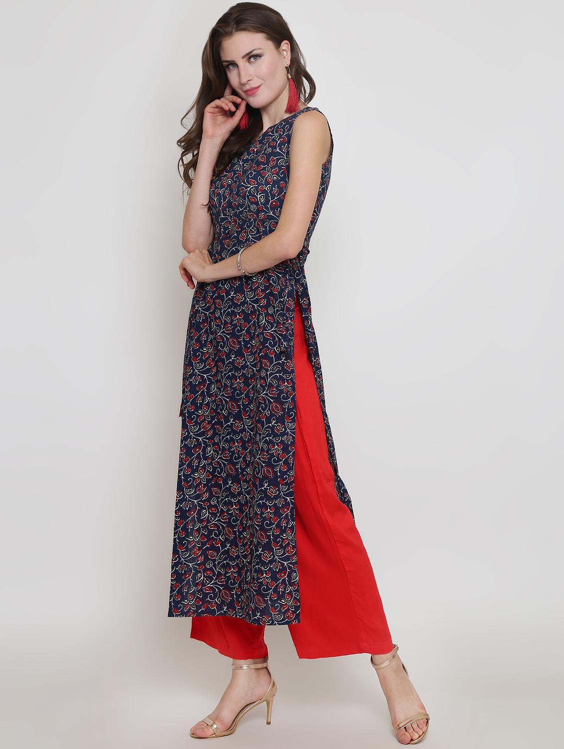 kalamkari printed kurta palazzo set - 16369225 - Standard Image - 1