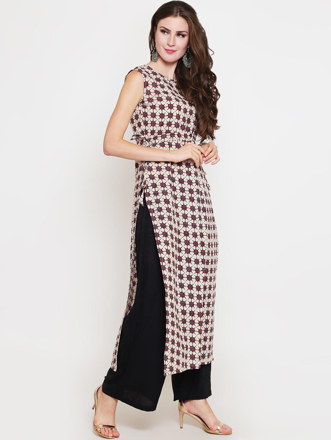 block printed kurta palazzo set - 16369227 - Standard Image - 1