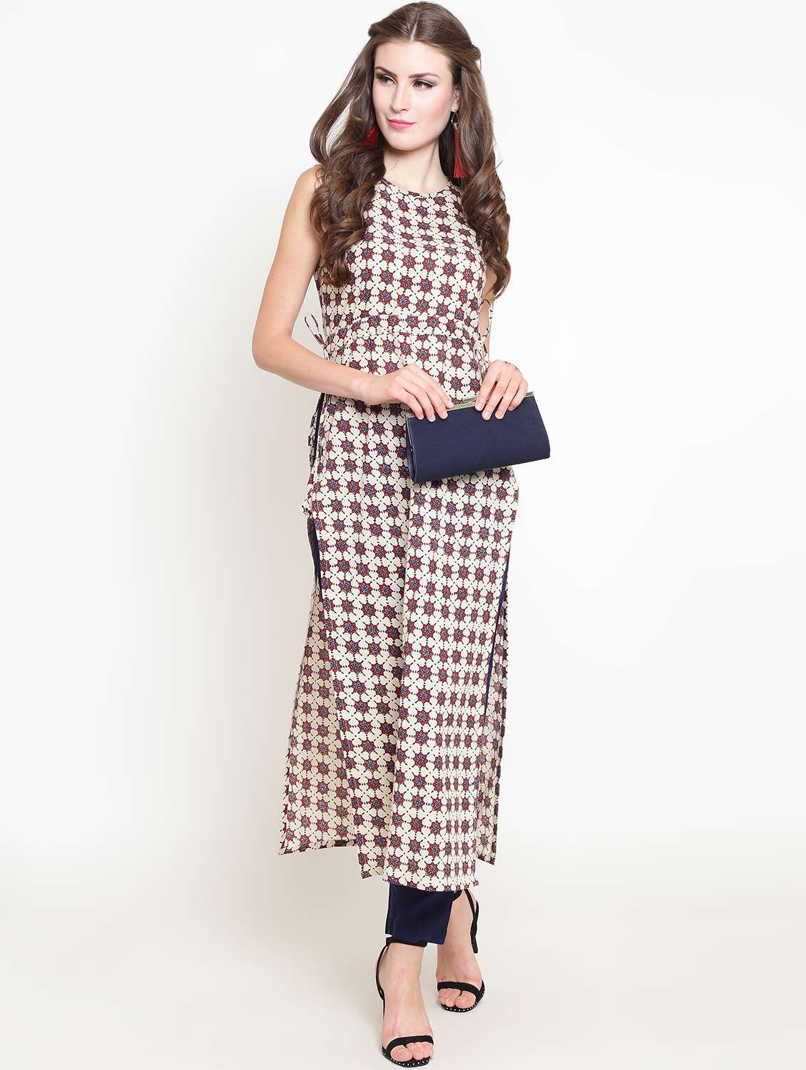 geometrical printed kurta pant set