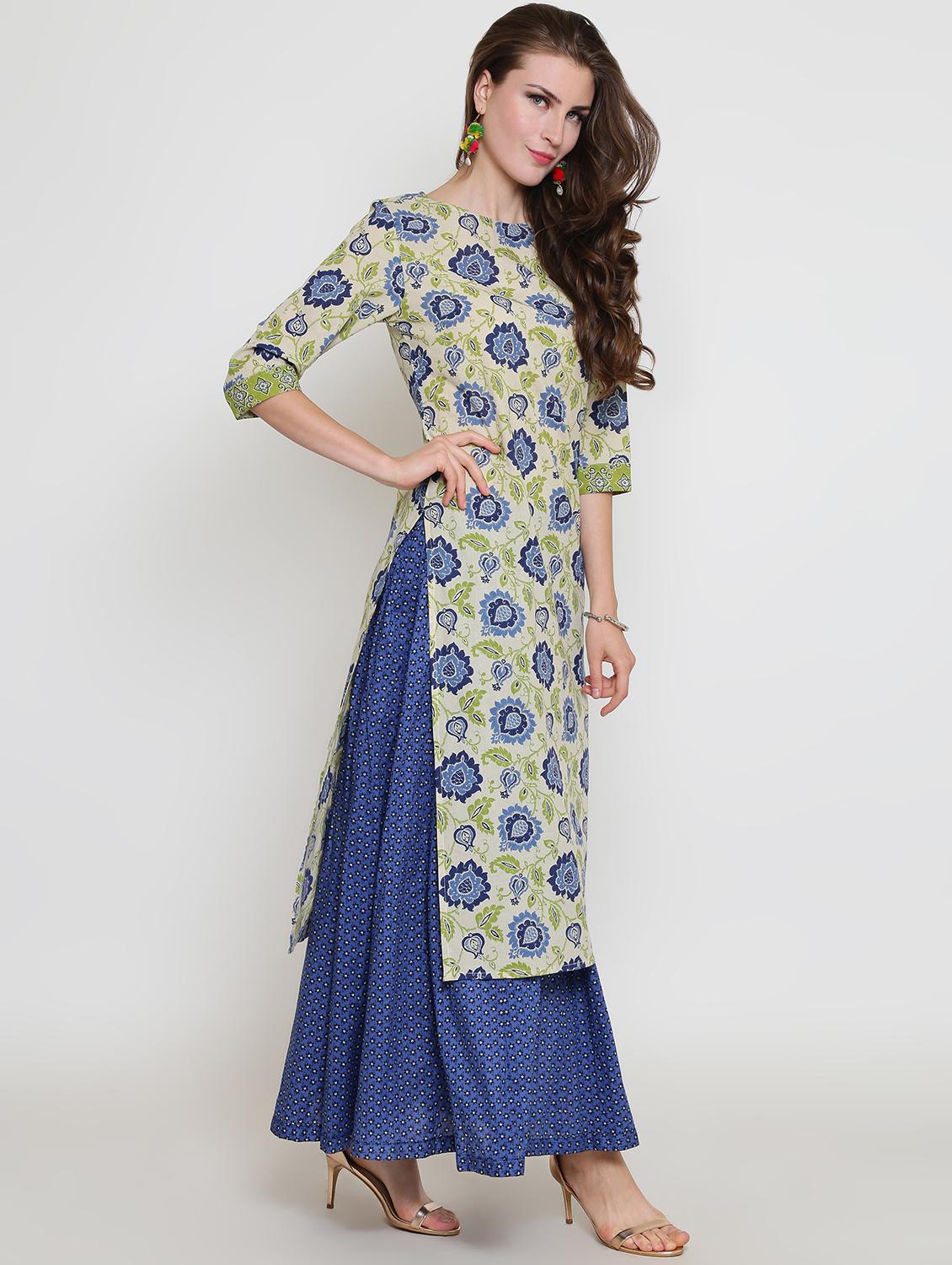 kalamkari printed kurta skirt set - 16369234 -  Standard Image - 1