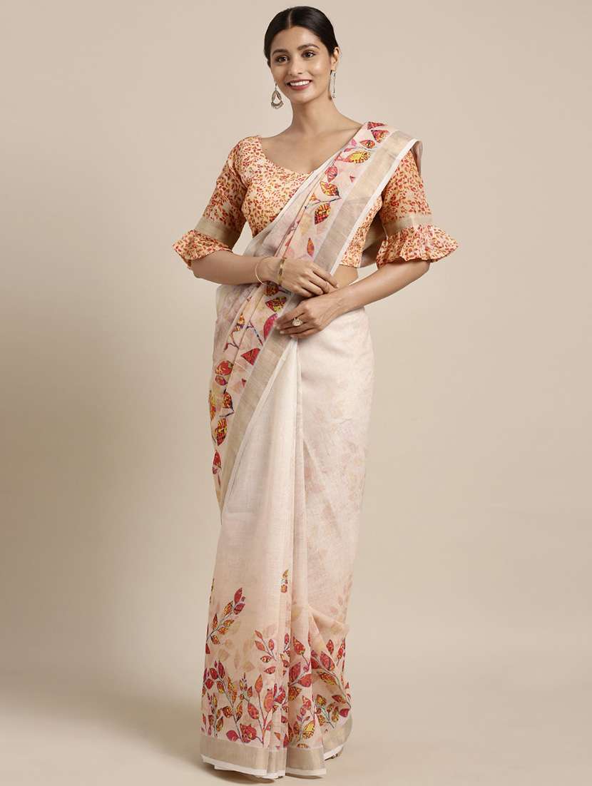 ethnic motifs printed saree with blouse