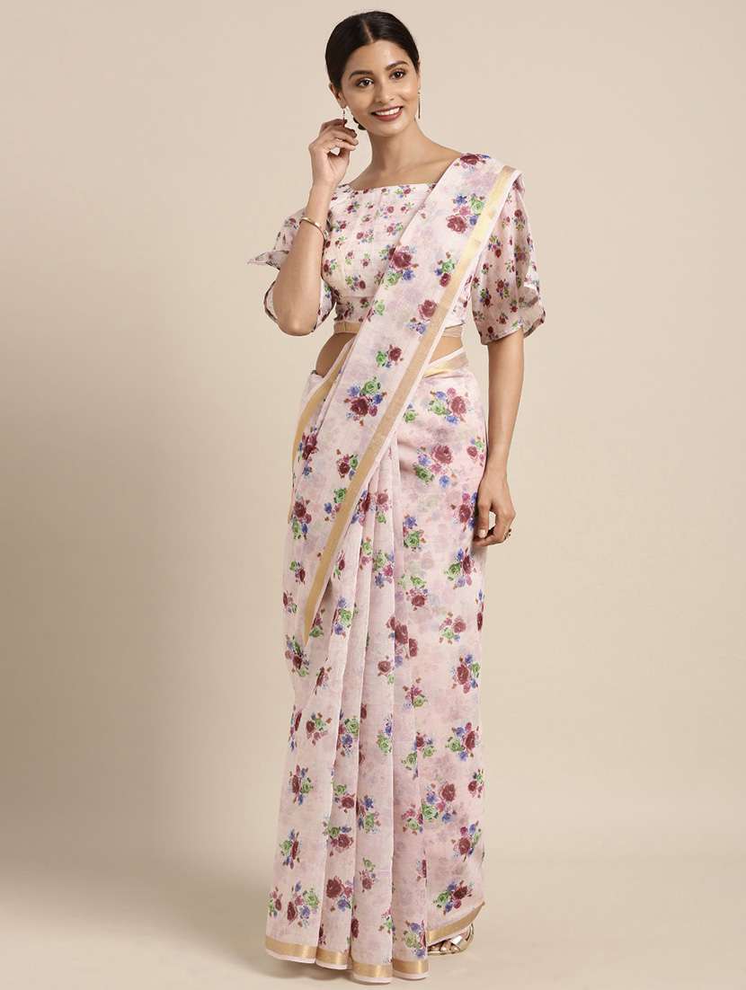 digital floral printed saree with blouse