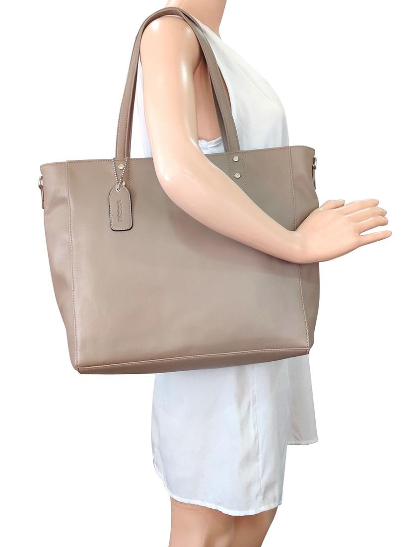 brown leatherette (pu) regular handbag - 16370254 - Standard Image - 4