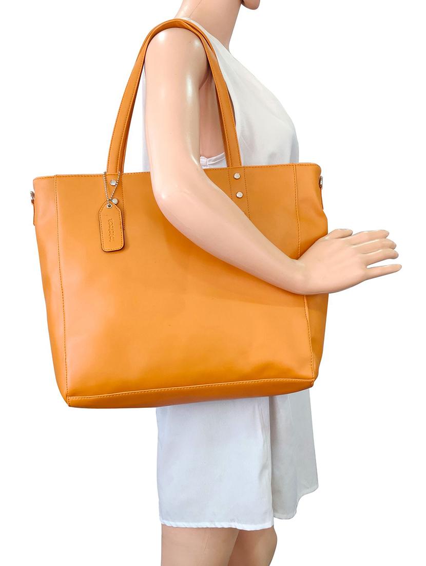 orange leatherette (pu) regular handbag - 16370255 - Standard Image - 4
