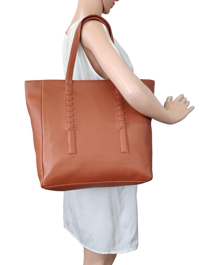 tan leatherette (pu) handbag - 16370258 - Standard Image - 4