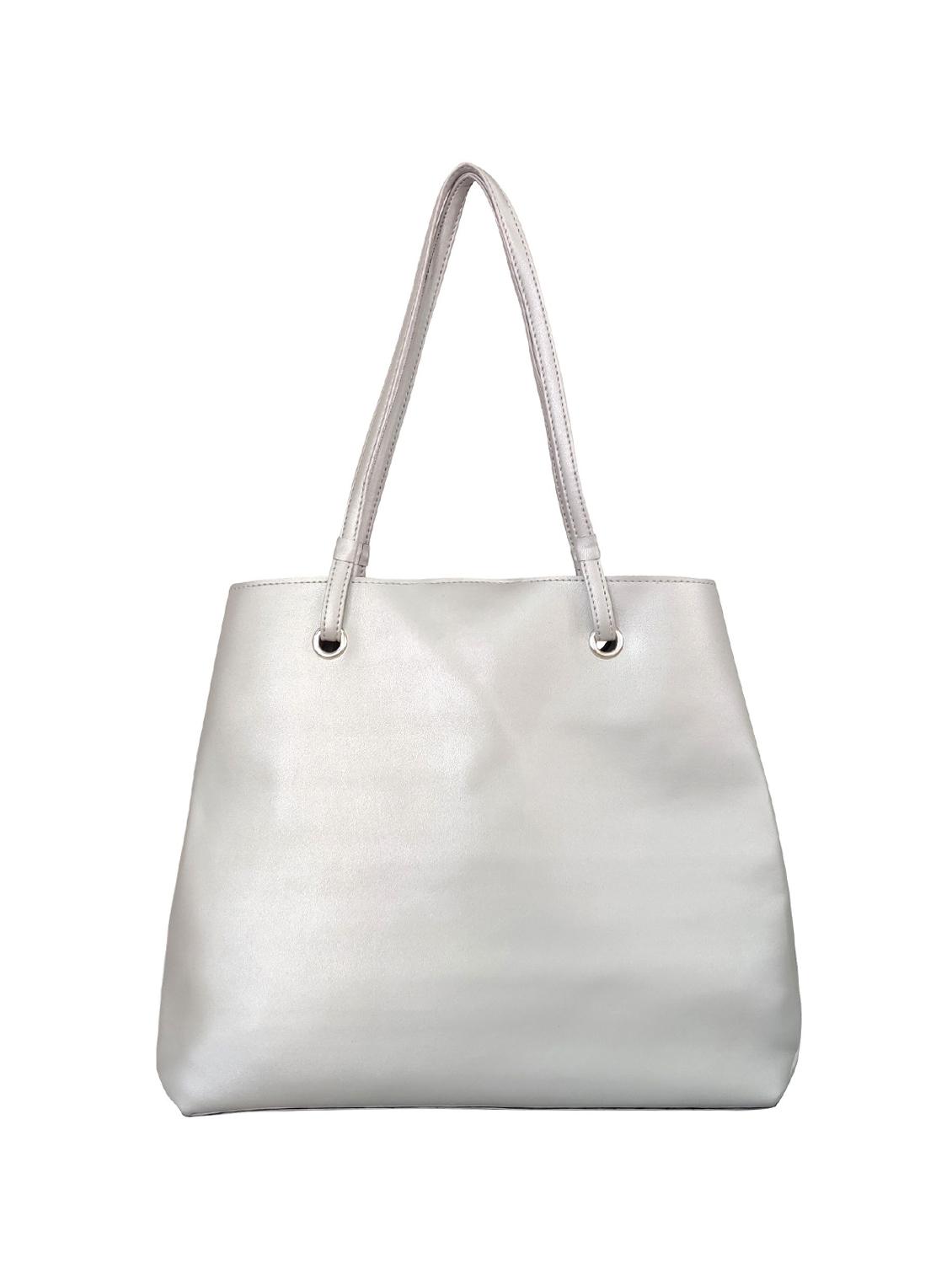 silver leatherette (pu) handbag - 16370261 - Standard Image - 1