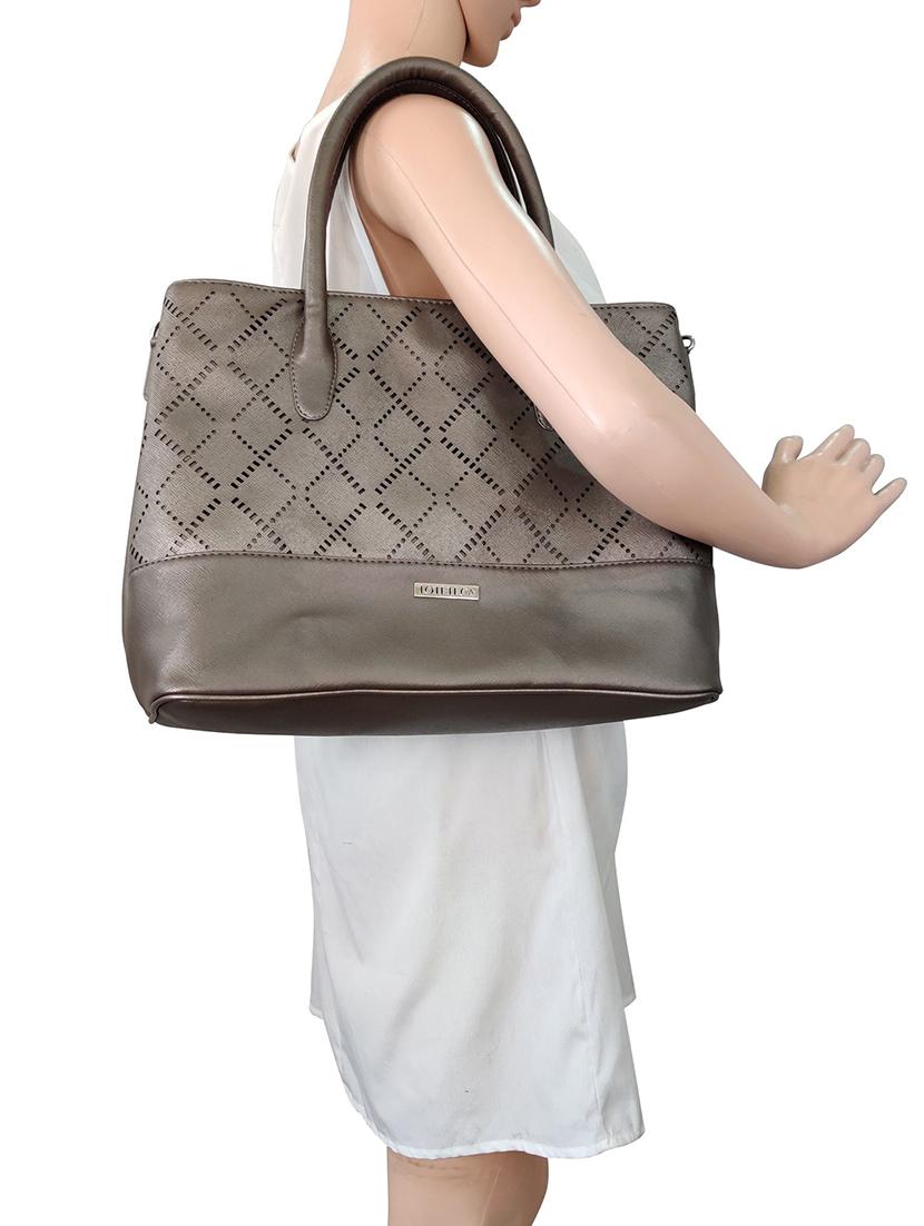 grey leatherette (pu) regular handbag - 16370264 - Standard Image - 4