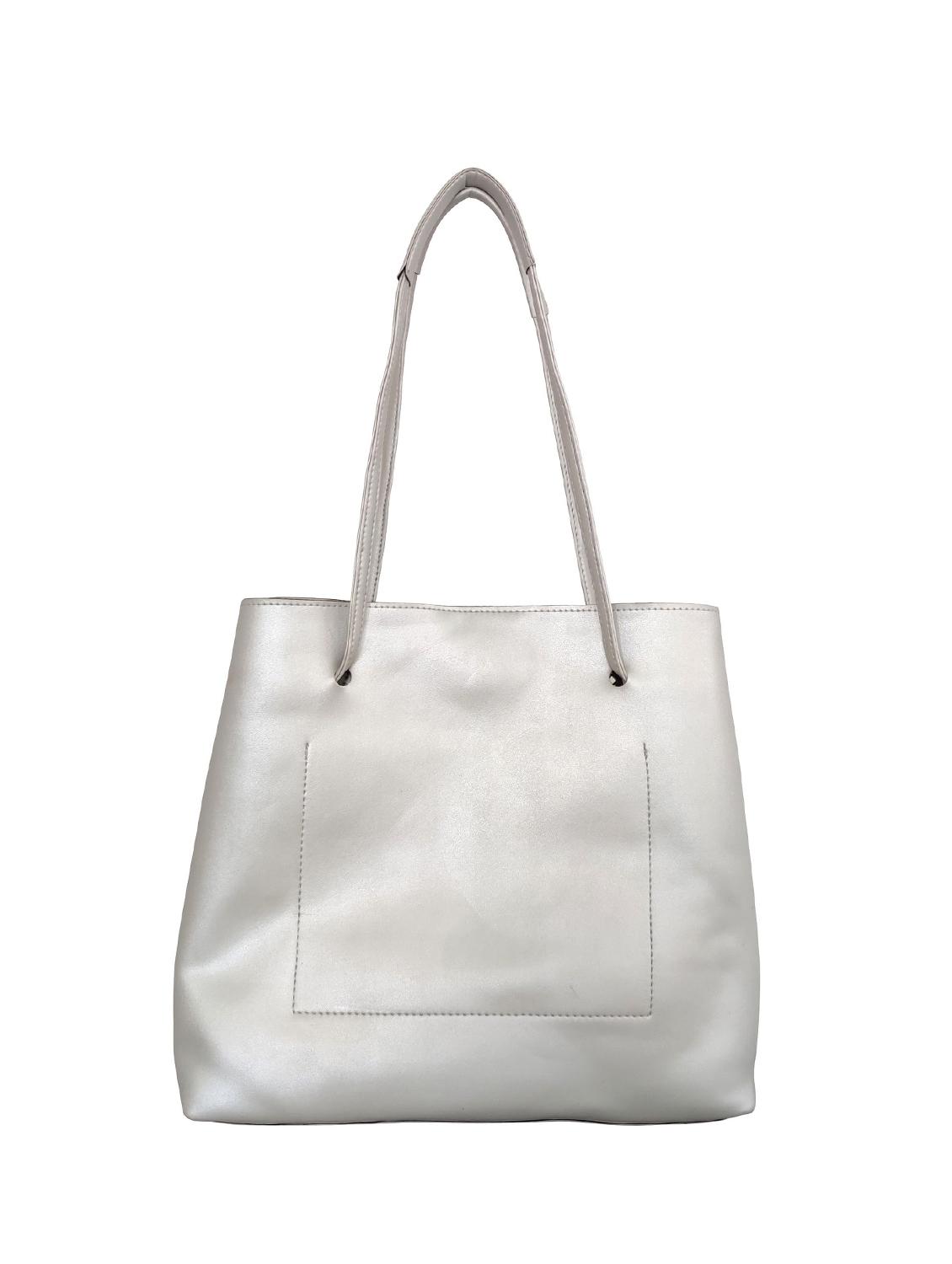 silver leatherette (pu) regular handbag combo - 16370267 - Standard Image - 1