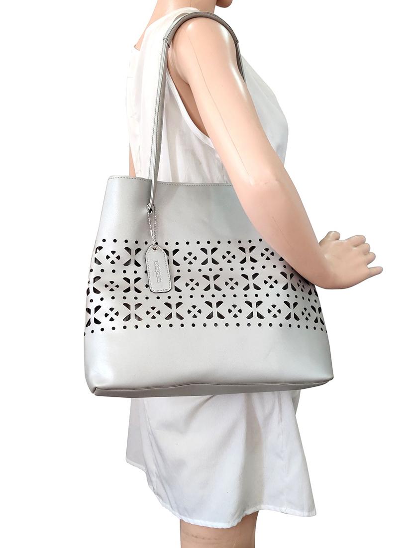 silver leatherette (pu) regular handbag combo - 16370267 - Standard Image - 4