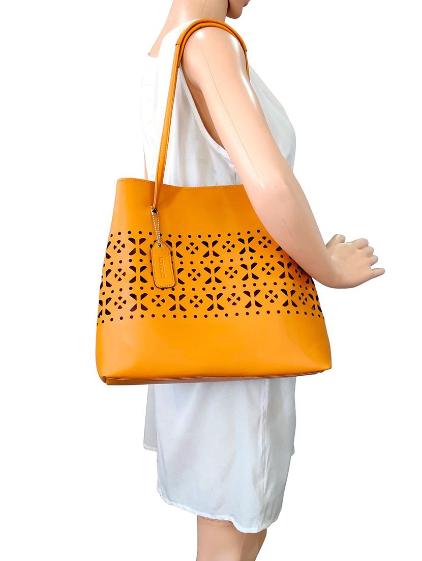 orange leatherette (pu) regular handbag combo - 16370269 - Standard Image - 4