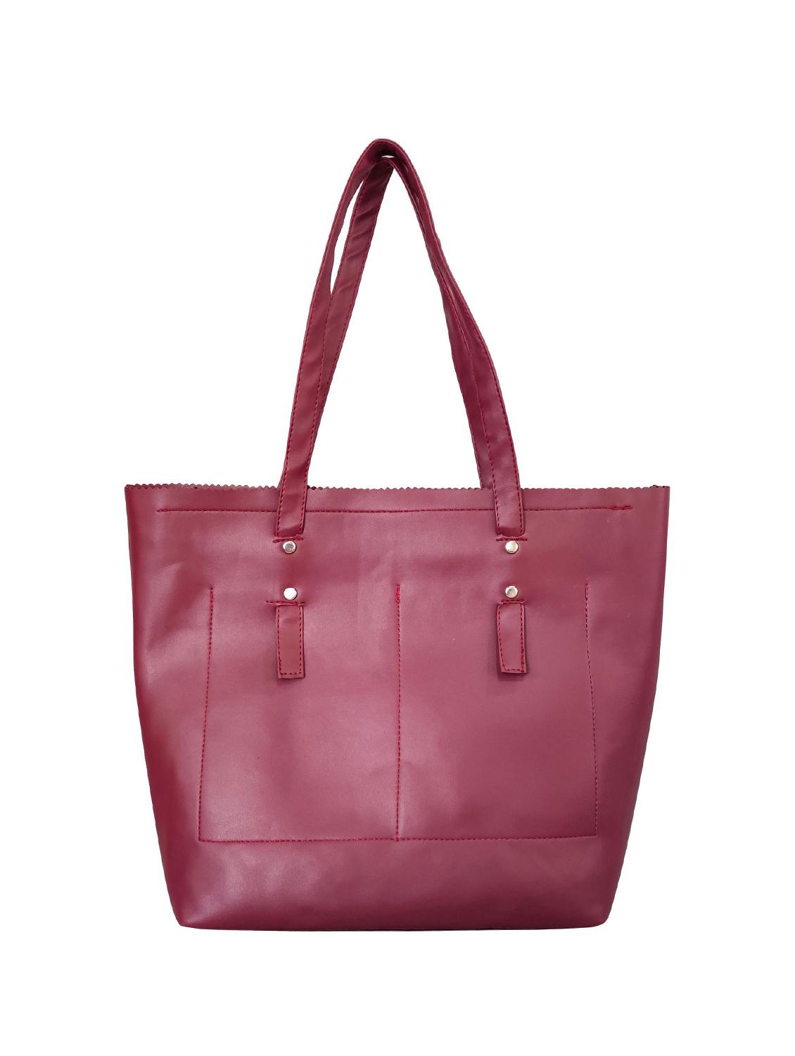 maroon leatherette (pu) regular handbag combo - 16370280 - Standard Image - 1