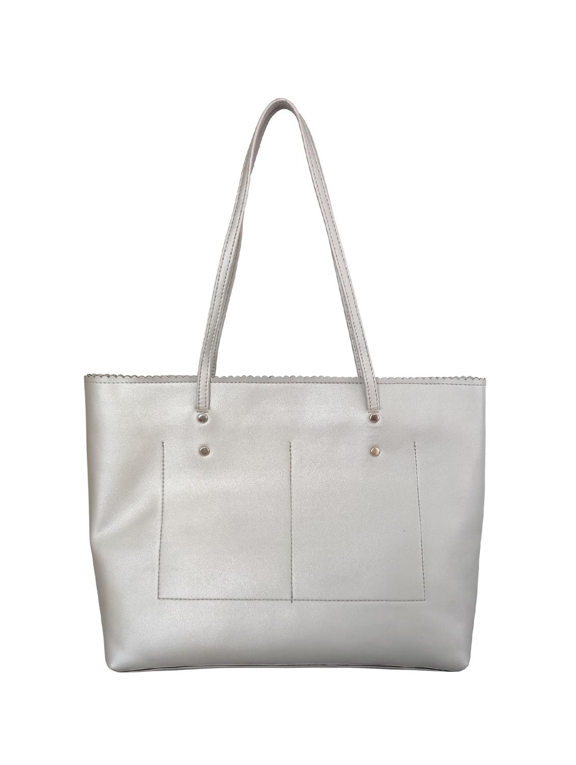silver leatherette (pu) regular handbag combo - 16370285 - Standard Image - 1