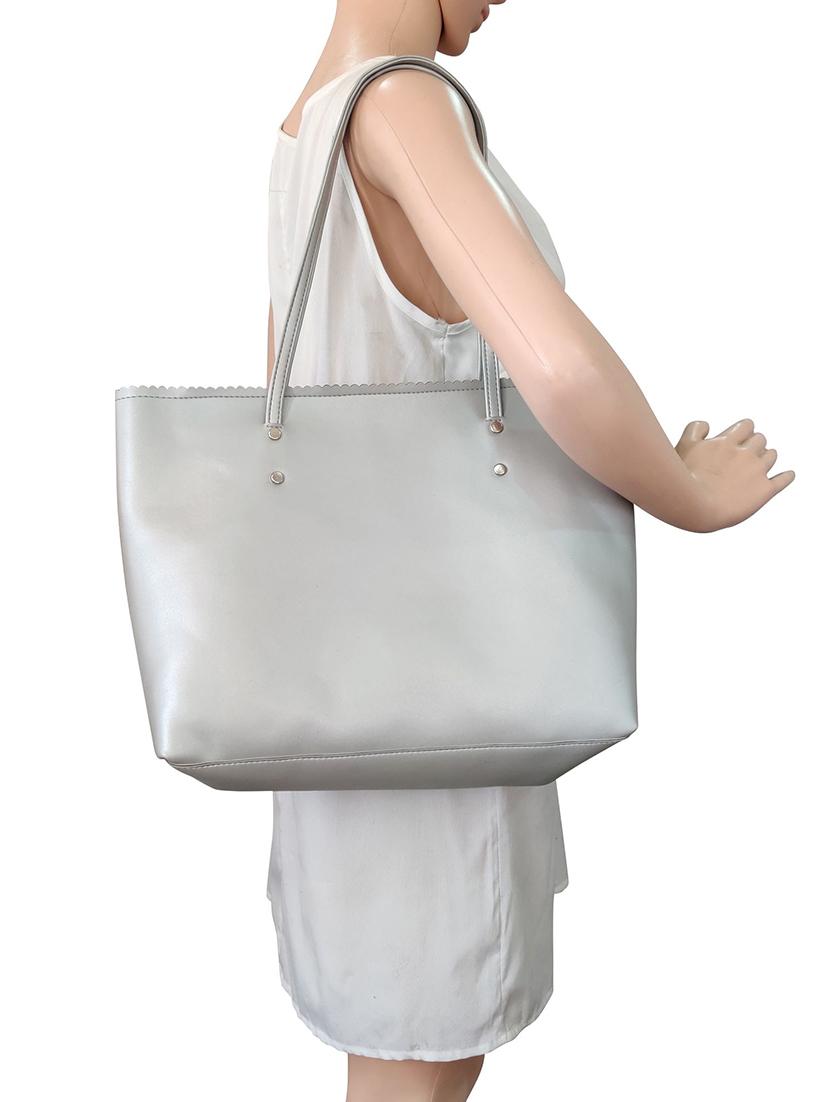 silver leatherette (pu) regular handbag combo - 16370285 - Standard Image - 4