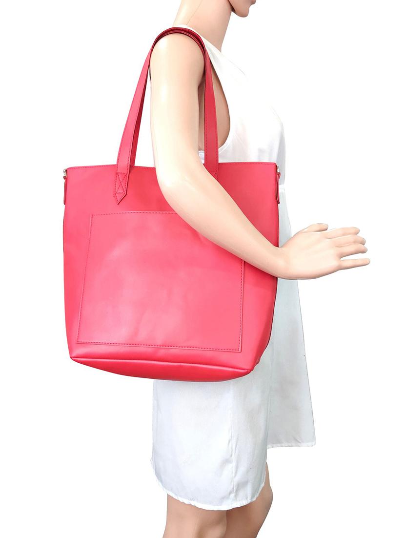 red leatherette (pu) regular handbag combo - 16370289 - Standard Image - 4