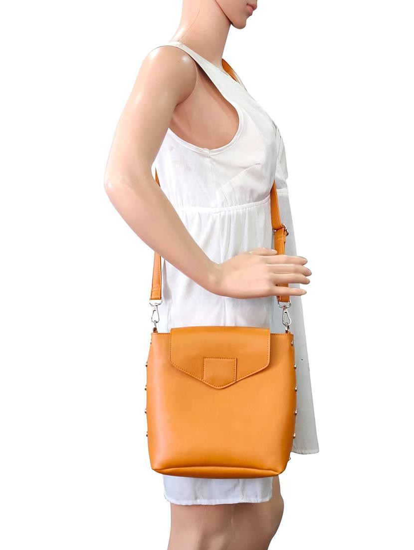 orange leatherette (pu) regular sling bag - 16370295 - Standard Image - 4