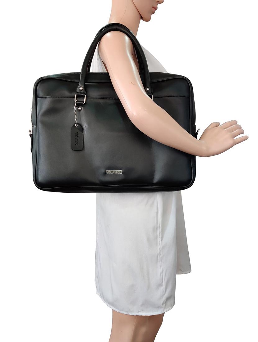 black leatherette (pu) laptop bag - 16370302 - Standard Image - 4