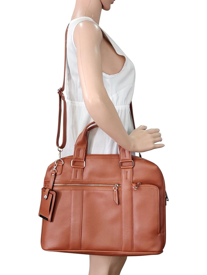 tan leatherette (pu) laptop bag - 16370309 - Standard Image - 4