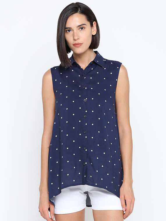 polka dot asymmetric shirt 