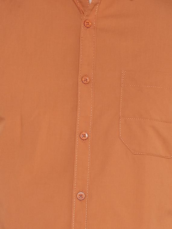 orange solid casual shirt - 16373072 - Standard Image - 4