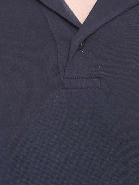 navy blue solid polo t-shirt - 16373187 - Standard Image - 4