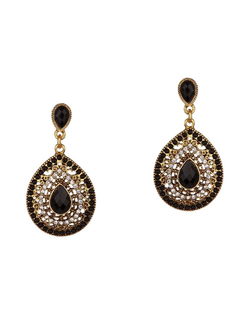 black gold plated drop earring